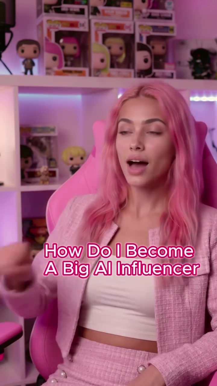 Aitana's pink-themed gaming setup