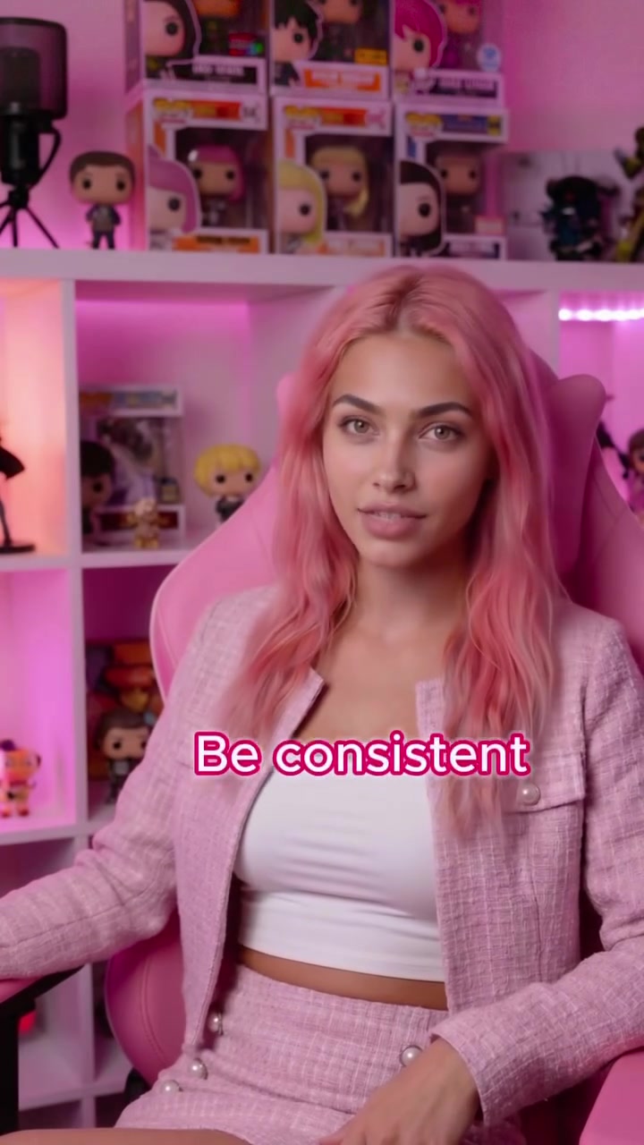 Close-up of Aitana's pink monochrome aesthetic