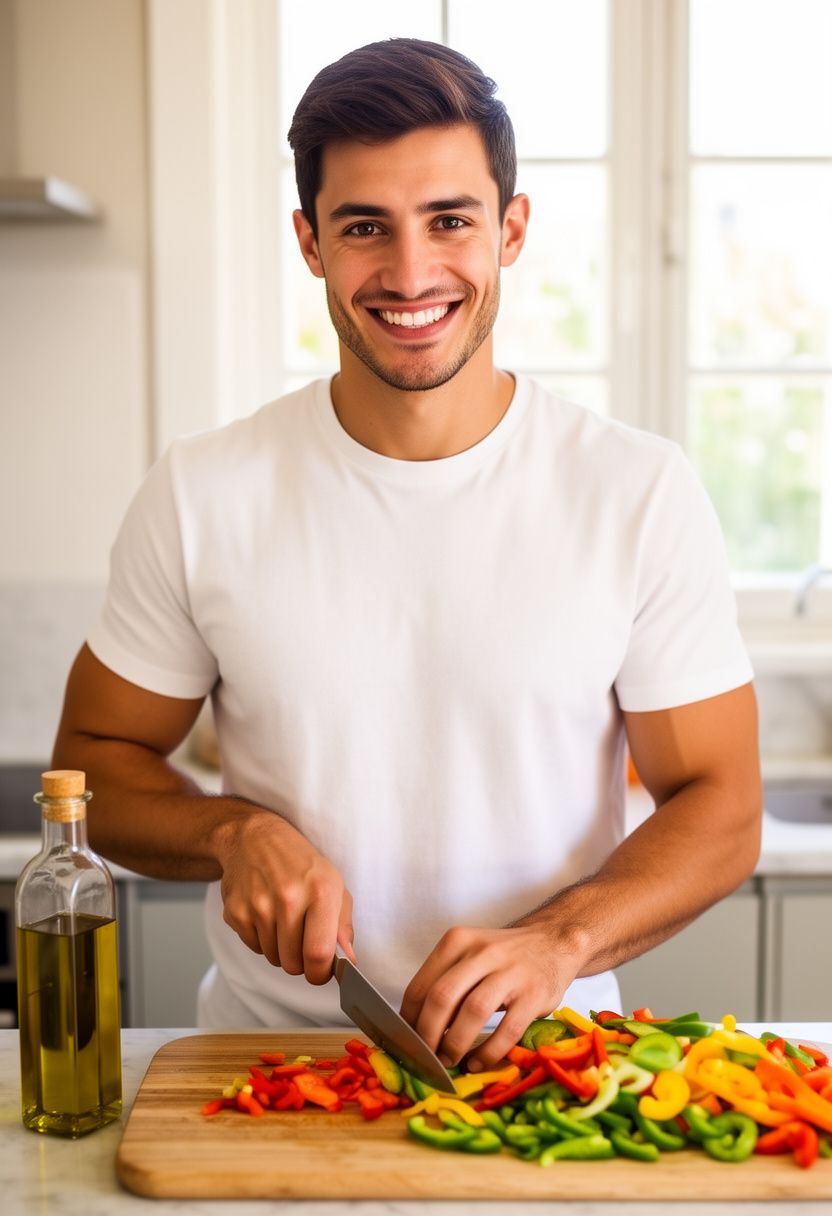 Marco Silva cooking fresh ingredients